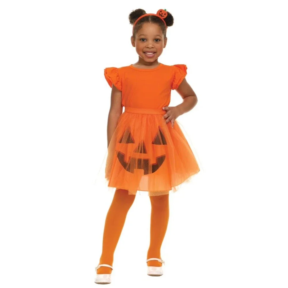 New Halloween Pumpkin or White Ghost Tutu+Headband Set Size XS-XL